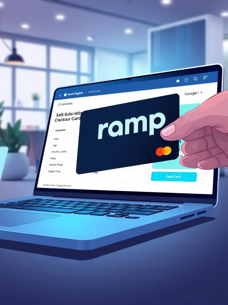 A Ramp card being used for a software subscription purchase, emphasizing the platform's control over SaaS spending.