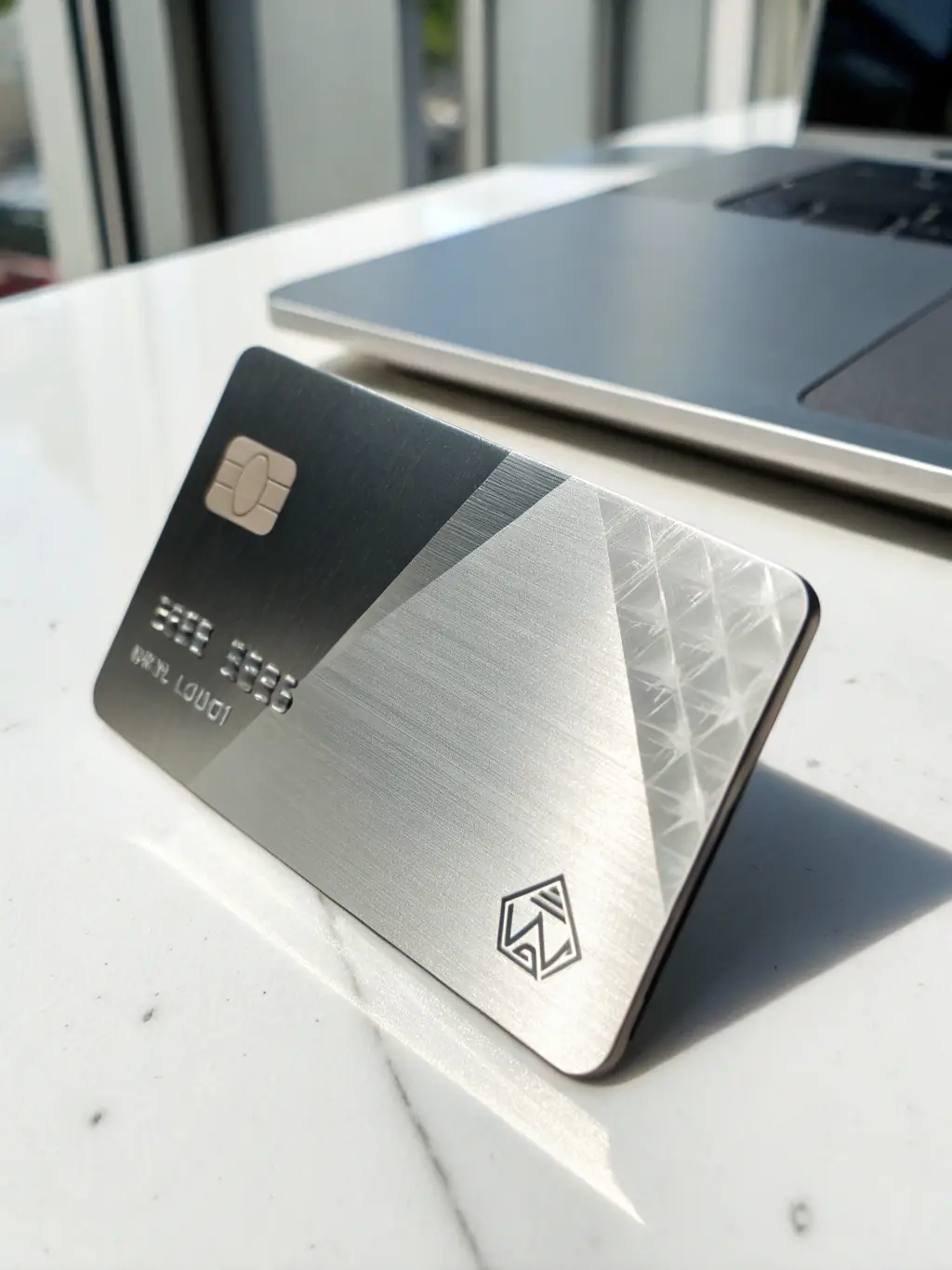A professional, brightly lit studio shot of a Brex corporate credit card, emphasizing its sleek design and security features.